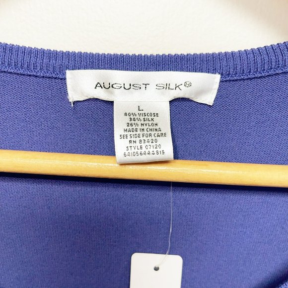 🚩SOLD🚩AUGUST SILK Ruched 3/4 Sleeve Silk Blend Knit Sweater Size L - Picture 4 of 12